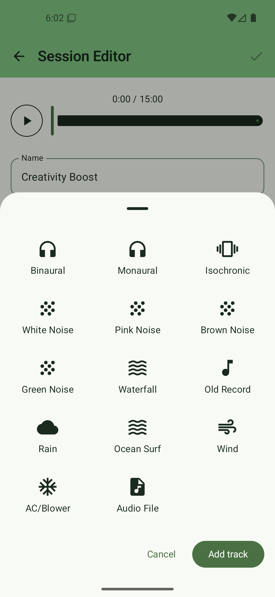 Track Type Picker for selecting audio track types