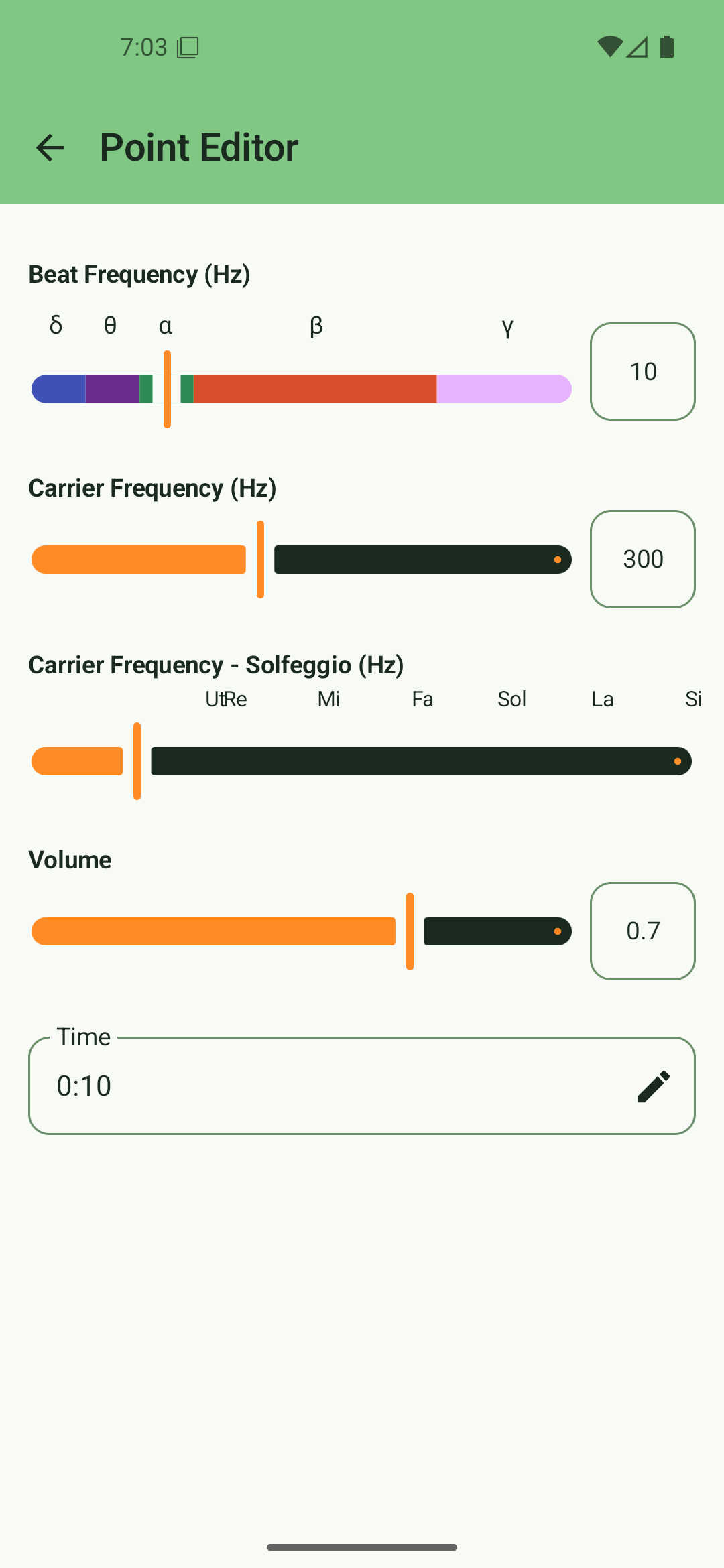 Point Editor for adjusting volume and timing