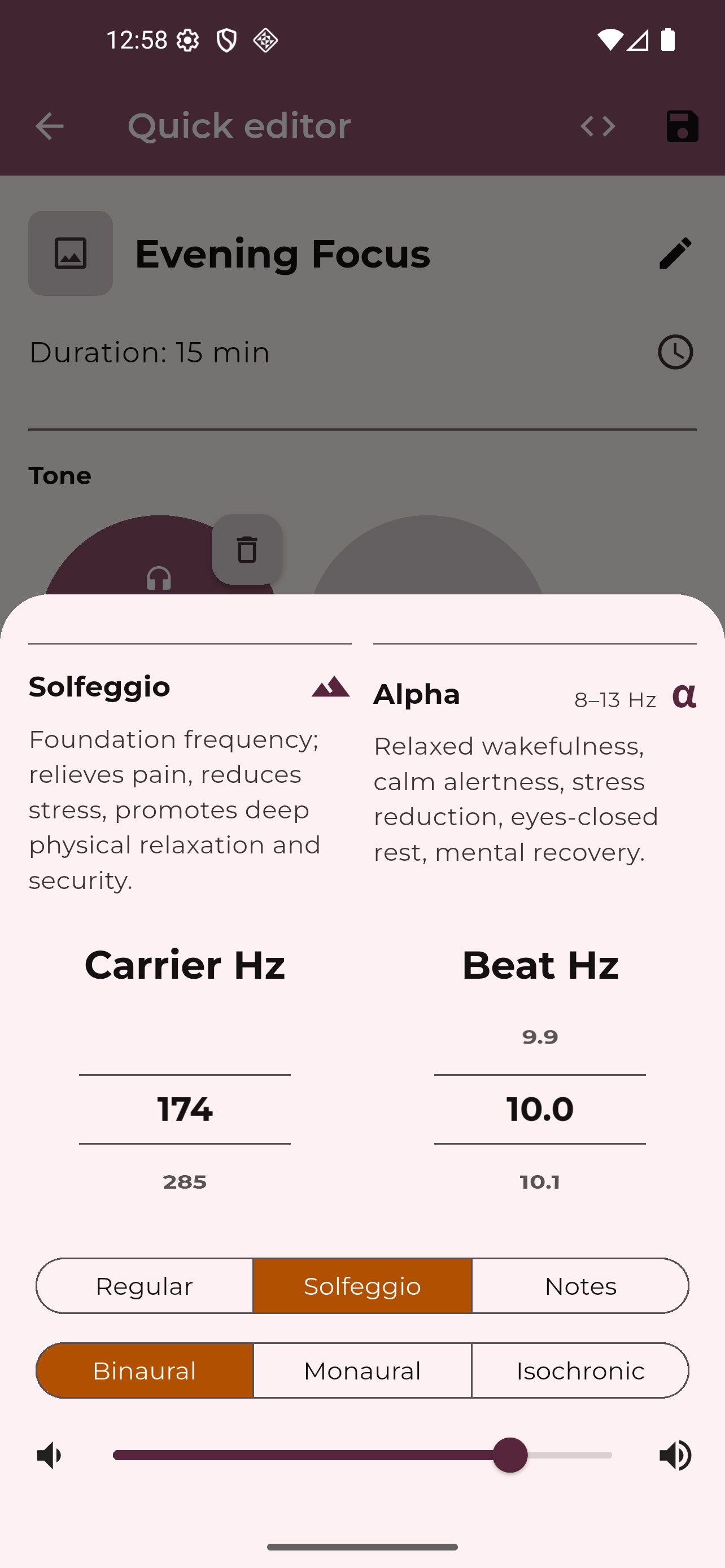 Beat picker with brainwave bands and Solfeggio tones